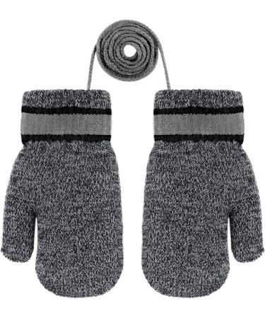 Fox Knitting Short Full Finger Gloves for Toddlers | Winter Thermal Plush Lining | 1-3 Years | Bear/Deep Grey - Buy Online on GoSupps.com