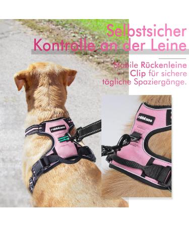 Rabbitgoo Medium Dog Harness - Anti-Pull Adjustable & Breathable Design for Large Dogs - Safe Control with Reflective Stripes - Pink XL (1 Pack) - Buy Online on GoSupps.com