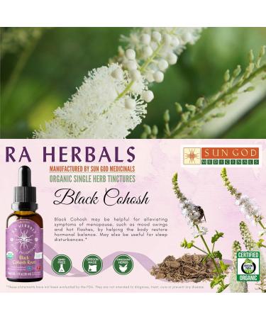 Sun God Medicinals Ra Herbals Organic Black Cohosh Liquid Extract - Menopause Support - 1 fl oz - Buy Online on GoSupps.com