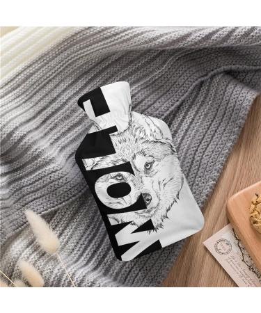 Hot Water Bottle with Lid - Wolf Design Rubber Bag for Pain Relief Cramps & Cold Therapy - Buy Online on GoSupps.com