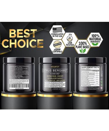 VEGATOT Citrus Bergamot Extract with Berberine & Herbs - Cholesterol & Cardiovascular Support | 90 Count - USA Made & Tested - Buy Online on GoSupps.com