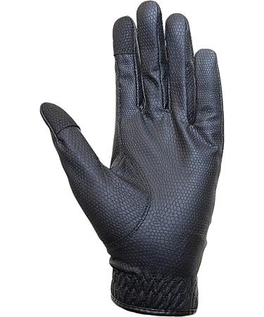Isabella Synthetic Leather Horse Riding Gloves - Touch Screen Capable, Reinforced Fingers, Expert Fit - Black Medium - Buy Online on GoSupps.com