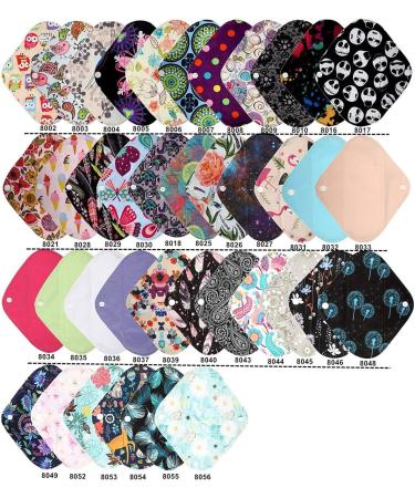 12 Pieces 8 Inch Charcoal Bamboo Mama Cloth/Menstrual Pads/Reusable Sanitary Pads/Panty Liners - You Choose 12 from 25 Designs and Send The Message to Me - Buy Online on GoSupps.com