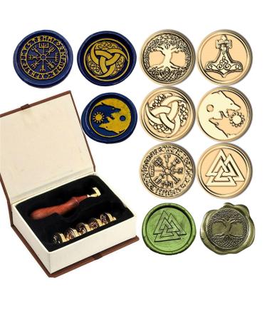 Kooer Viking Rune Vegvisir Wax Seal Stamp Custom Viking Rune Sealing Wax Stamp Vegvisir Wax Stamp Custom Wedding Invitation 6pcs Set
