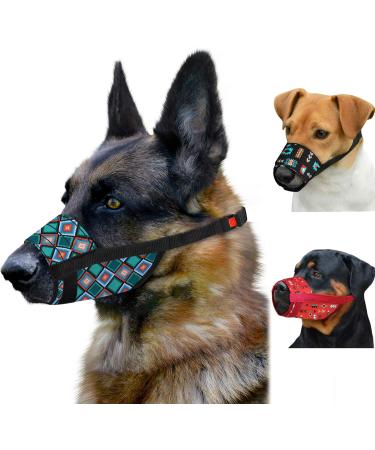 Collardirect Adjustable Dog Muzzle - Soft Breathable Nylon for Small Medium & Large Dogs - Chewing Barking Biting - Tribal Pattern 3 - Buy Online on GoSupps.com