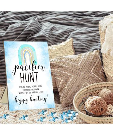 Pacifier Hunting Game for Baby Shower | Bohemian Rainbow Theme Party Game Sets | Includes 50 Blue Acrylic Pacifiers & Sign - Buy Online on GoSupps.com