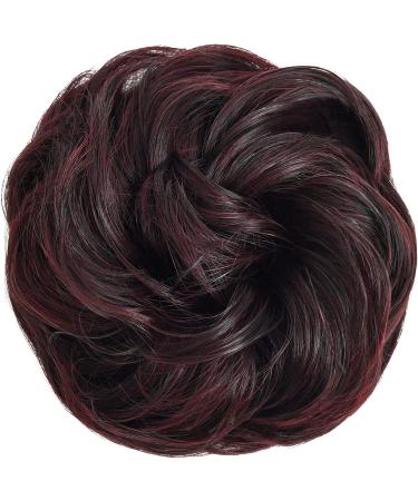 Yamel Natural Black Burgundy Messy Bun Hair Extension for Women - Updo Curly Scrunchie - Buy Online on GoSupps.com