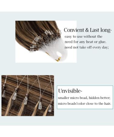 SEGO Microring Extensions - Real Human Hair Micro Loop Bondings in Medium Brown/Honey Blonde #4p27 (20in/50cm 50g) - Premium Quality Hair Extensions - Buy Online on GoSupps.com
