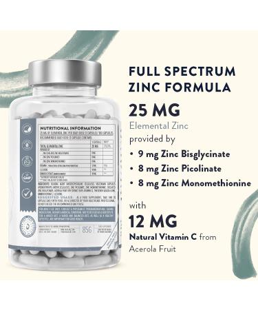 Triple Zinc 25mg with Vitamin C - 180 High Strength Tablets - Zinc Picolinate, Bisglycinate, Monomethionine - 6 Months Supply - Buy Online on GoSupps.com