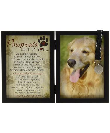 Pawprints Pet Memorial Frame with Pawprints Left by You Poem- Touching Dog Sympathy Gift for Pet Loss Remembrance Frame With Pet Tag