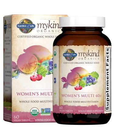 Garden of Life mykind Organics Vitamins for Women 40+, Womens Multi 40+, Vegan Over 40, Hormone & Breast Health Support Blend, Whole Food Womens Multivitamin, 60 Tablets 60 Count (Pack of 1)