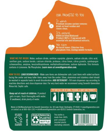 Seventh Generation Natural Dishwasher Gel Chlorine Formula  - Buy Online on GoSupps.com