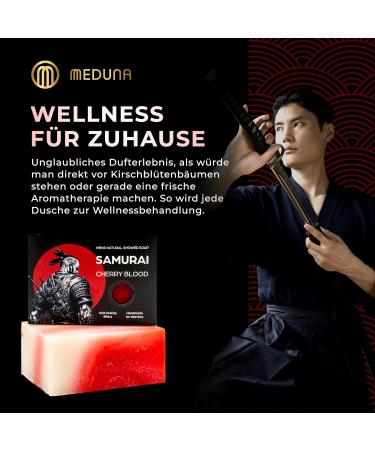  Meduna MEDUNA Samurai Cherry Blood Exfoliating Soap for Men Natural Cosmetic Natural Soap 100g No Chemical Additives Vegan Cruelty Free 2 Pack - Buy Online on GoSupps.com