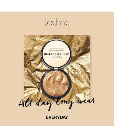 Technic Get Gorgeous Highlighting Powder - 24CT Gold Shimmer Face Makeup Compact 6g - Buy Online on GoSupps.com