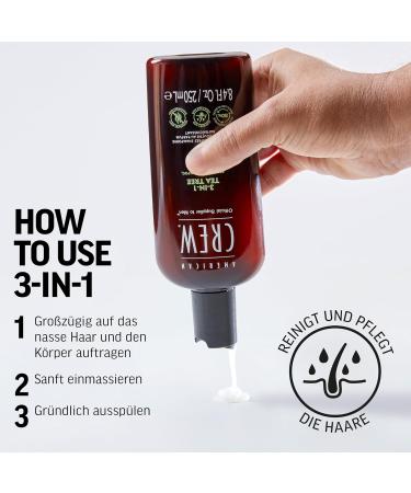 American Crew 3-in-1 Tea Tree Shampoo Conditioner & Body Wash - Daily Care for Men's Hair & Body 100ml - Buy Online on GoSupps.com