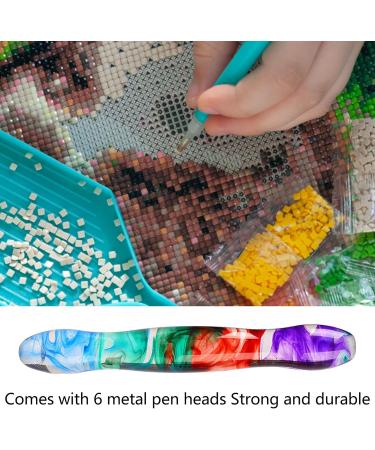 Painting Drill Pen Comfortable Handle Rhinestone Art Drill Pen Strong with 6 Metal Heads for Nail Art (Colorful) - Buy Online on GoSupps.com