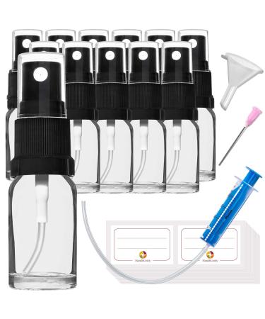 Handsunity 10ml-12Stk spray glass bottle-pharmacy clear glass bottle set with black atomizer glass spray bottle made of transparent glass including 29 accessories 10ml-12 pieces Black cap - Buy Online on GoSupps.com
