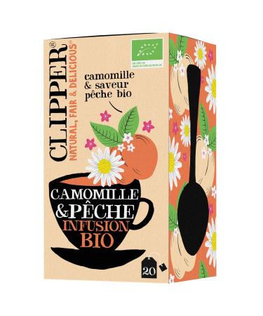 CLIPPER - Infusion Bio - Camomille et P che - Issu du Commerce quitable - 20 Sachets d'Infusion - 1 Paquet Mangue 20 Sachets