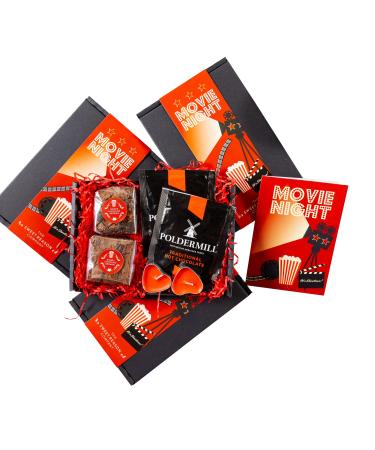 The Sweet Reason Company Letterbox-friendly movie night gift box with hot chocolate brownie bites and candles. Letterbox-friendly gift (Movie night)