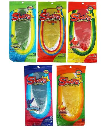 Mexican Slaps Lollipop Candy - 50 Pieces Mega Bundle - 5 Flavors - Tropical, Watermelon, Mango, Green Apple, and Blue Tamarind - Tik Tok Inspired