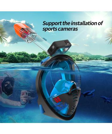180 Panoramic View Full Face Snorkel Set - Tempered Glass Diving Gear in Black Blue - Buy Online on GoSupps.com