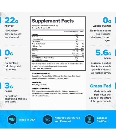 Legion Whey+ Grass Fed Whey Isolate Protein Powder - Non-GMO, Lactose-Free, Sugar-Free - Natural Whey Isolate - 5lb (Chocolate) - Buy Online on GoSupps.com