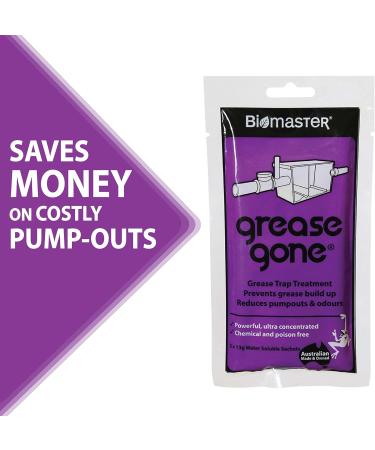 Grease Gone Grease Trap Cleaner - Dissolves Fat Oil & Grease Reduces Odors - 2 Soluble Sachets for Effective Treatment - Buy Online on GoSupps.com