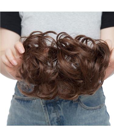 Buy Silk-Co Hair Part with Rubber Band | Wavy Soft Hair Extensions for Messy Bun Updos Medium Brown & Red-Brown (35g) - Buy Online on GoSupps.com
