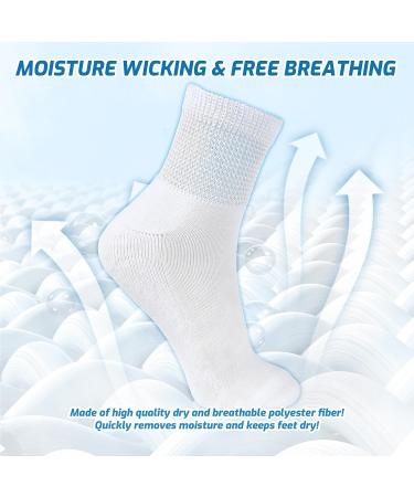LIN Diabetic Socks for Men & Women | Non-Binding Circulatory Extra Wide Top | Edema Neuropathy Lymphedema | 12 Pairs Quarter/White (Size 13-15) - Buy Online on GoSupps.com