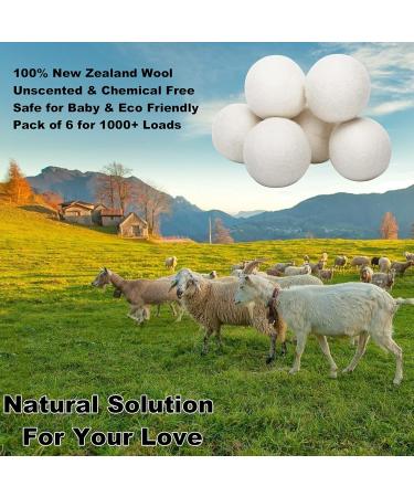 Buy Syllana XL Size Dryer Balls - 6 Pack Natural Fabric Softener 100% New Zealand Sheep Wool Antistatic & Time-Saving for Tumble Dryers - Buy Online on GoSupps.com