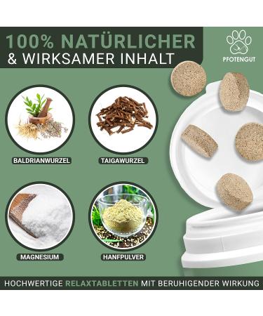 Pfotengut Relax Tablets 90 pcs - Natural Dog Sedative with Taigawurzel Valerian & Hemp Powder - Made in Germany - Improved 2023 Formula - Buy Online on GoSupps.com