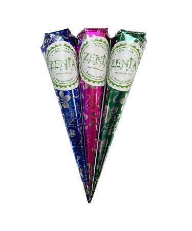Zenia 100% Natural Henna Paste Hair Dye Cones - 12 Pack, Reddish Brown Color - Buy Online on GoSupps.com