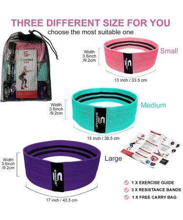 Resistance Bands Set for Legs and Glutes - Non-Slip Booty Bands for Women & Men - Hip Circle Back Stretcher - Includes Workout Booklet - Set of 3 (Pink-Blue-Purple) - Buy Online on GoSupps.com