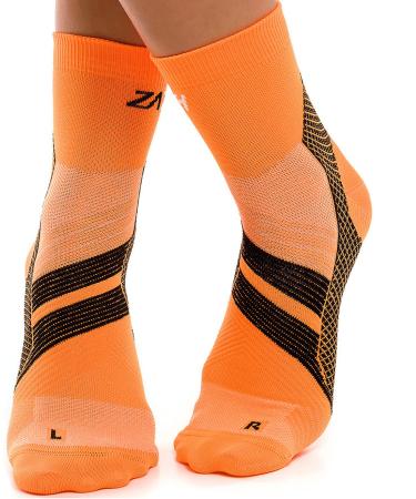 Plantar Fasciitis Socks Ankle Compression Socks Foot & Arch Support for Women & Men Orange/Black Medium