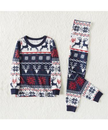 PatPat Family Christmas PJs Matching Sets - Reindeer & Snowflake Patterned Sleepwear for Couples & Kids (8-9 Years) - Royal Blue - Buy Online on GoSupps.com