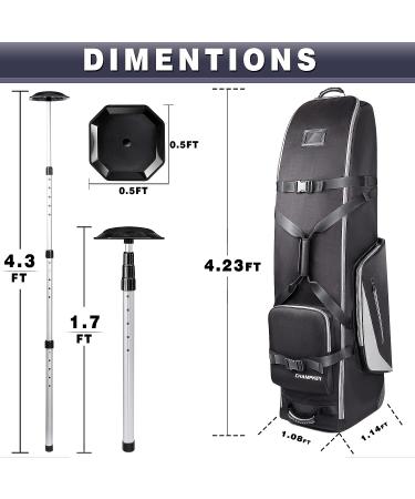 CHAMPKEY Golf Travel Bag | 1200D Polyester Oxford | Oversized Wheels | Wear and Tear Resistant Cover - Buy Online on GoSupps.com
