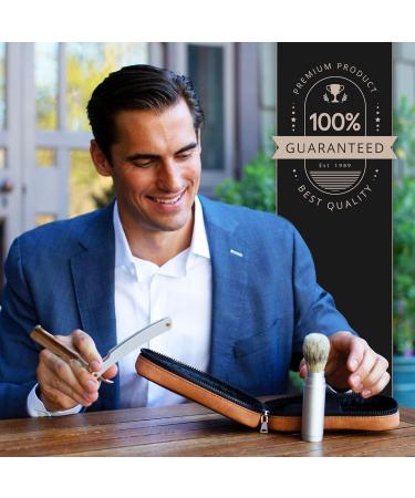 Stainless Steel Straight Razor Travel Kit - Shave Ready Razor Collapsible Brush & Leather Case for Men - Buy Online on GoSupps.com