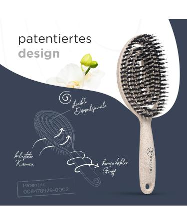Fabcare Organic Hairbrush with Wild Boar Bristles & EBook - Professional Detangler for All Hair Types - Eco-Friendly Round Brush for Women - Buy Online on GoSupps.com