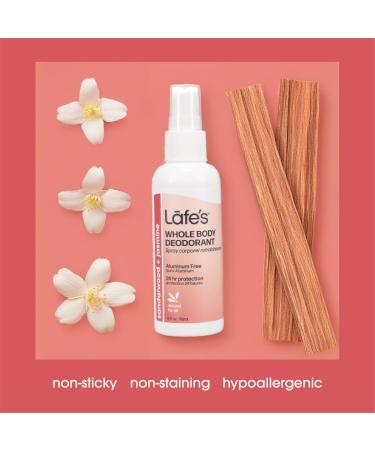Lafe's Natural Deodorant | 4 Ounce Whole Body Non-Aerosol Deodorant Spray | Aluminum Paraben & Baking Soda Free | Sandalwood & Jasmine Saldalwood & Jasmine - Buy Online on GoSupps.com