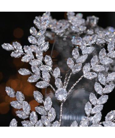 Jorsnovs Wedding Headpiece | CZ Tiara for Bride & Quincea era | Cubic Zirconia Hair Piece in Soft Silver - Buy Online on GoSupps.com