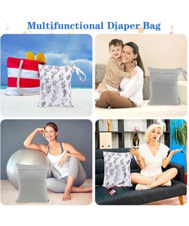 SANNIX 2Pcs Wet Dry Bags for Baby Cloth Diapers - Washable Cactus Travel Beach Pool Gym Bag with Two Zippered Pockets - Buy Online on GoSupps.com
