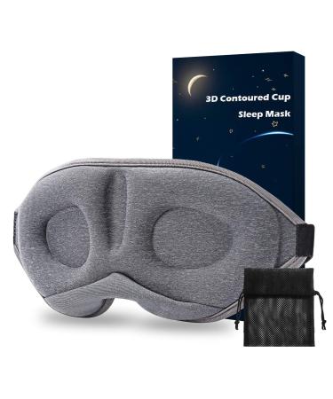 SeugSun Sleep Mask - Perfect Light Blocking 3D Contoured Cup Sleep Eye Mask for Women Men No Pressure On Eyes Ultra Soft & Comfortable Night Eye Mask for Sleeping/Travel/Shift Work/Nap Gray