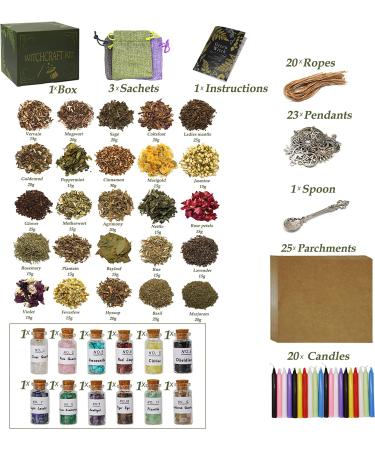 Wiccan Gifts Set for Beginners: Crystals, Spells, Candles, Herbs, and Crystal Set - Witchcraft Supplies Box for Women - Valentines Gift - Buy Online on GoSupps.com