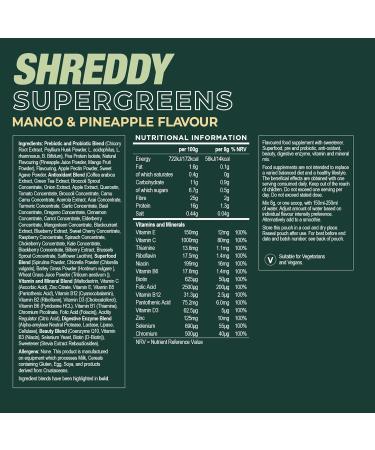 Shreddy Super Greens - Mango and Pineapple - 240g - Buy Online on GoSupps.com