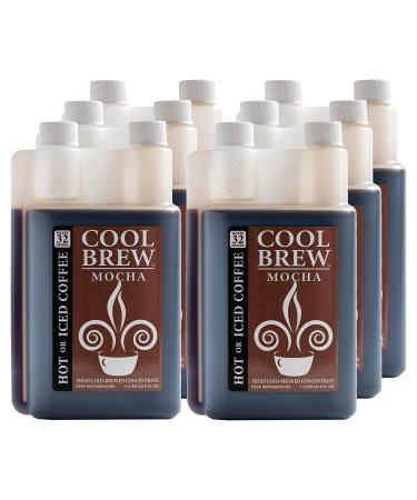 CoolBrew Mocha 6 Pack - 32 DRINKS PER BOTTLE - Fresh Cold Brew Liquid Concentrate - For Iced or Hot Coffee, Unsweetened, No Preservatives Mocha 33.81 Fl Oz (Pack of 6)