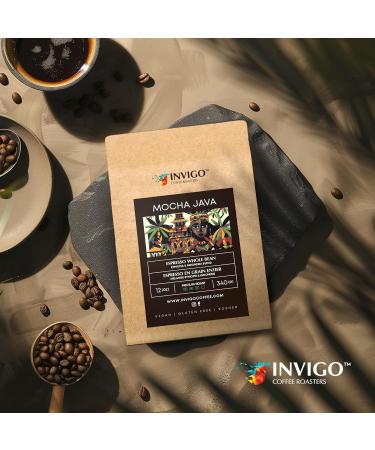 Invigo Espresso Coffee Beans 340g - Aroma-Rich Whole Coffee Bean Small Batch Local Premium Roasting Vegan & Gluten-Free Birthday or Christmas Gift Ideas for Coffee Lovers Whole Bean Mocha Java - Buy Online on GoSupps.com