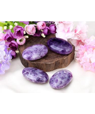 MAIBAOTA 2.4" Amethyst Healing Crystals Gemstones Pocket Polished Gifts Oval Shape Reiki Spiritual Energy Nature Purple Crystal for Women Men Relief Balancing Stress Divination Meditation - Buy Online on GoSupps.com