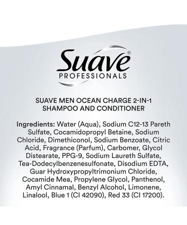Suave Men Ocean Charge 2-in-1 Shampoo and Conditioner 12.6 oz (Pack of 6) - Refreshing Ocean Scent - Buy Online on GoSupps.com