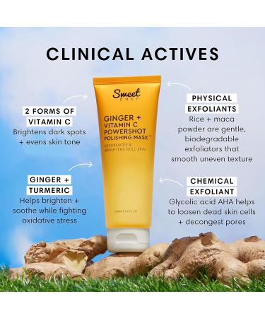 Sweet Chef Ginger + Vitamin C Powershot Polishing Mask | Brightening Face Mask for Dark Spots & Uneven Skin Tone | Exfoliating AHA & Maca Rice Powders - 3.4oz - Buy Online on GoSupps.com