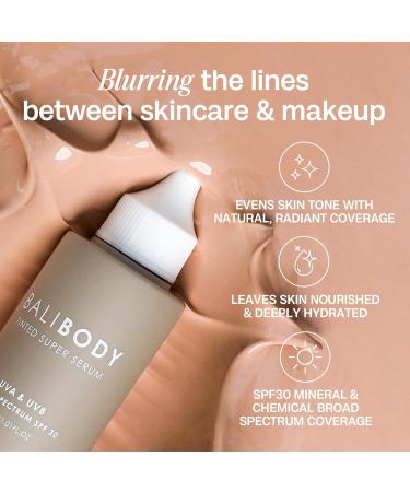 Bali Body Tinted Super Serum SPF30 | Natural Shade Daily Skincare for All Skin Types | Hyaluronic Acid Infused Skin Perfector for Glowing Skin | Vegan Cruelty Free Australian Made (30ml/1.01fl oz) - Buy Online on GoSupps.com